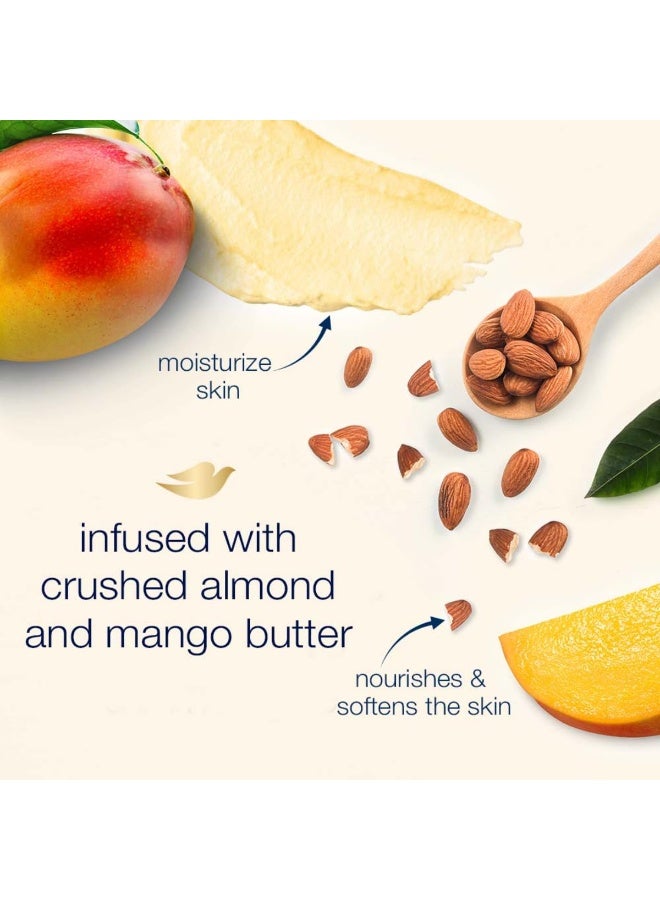 Dove Exfoliating Body Polish Scrub for Dry Skin with Crushed Almond and Mango Butter, Gently Exfoliates and Moisturizes to Reveal Instantly Soft, Smooth & Healthy Skin, Naturally Derived Ingredients, Sulfate-Free, Fruity Scent, 298g pack of 2 - Image 3